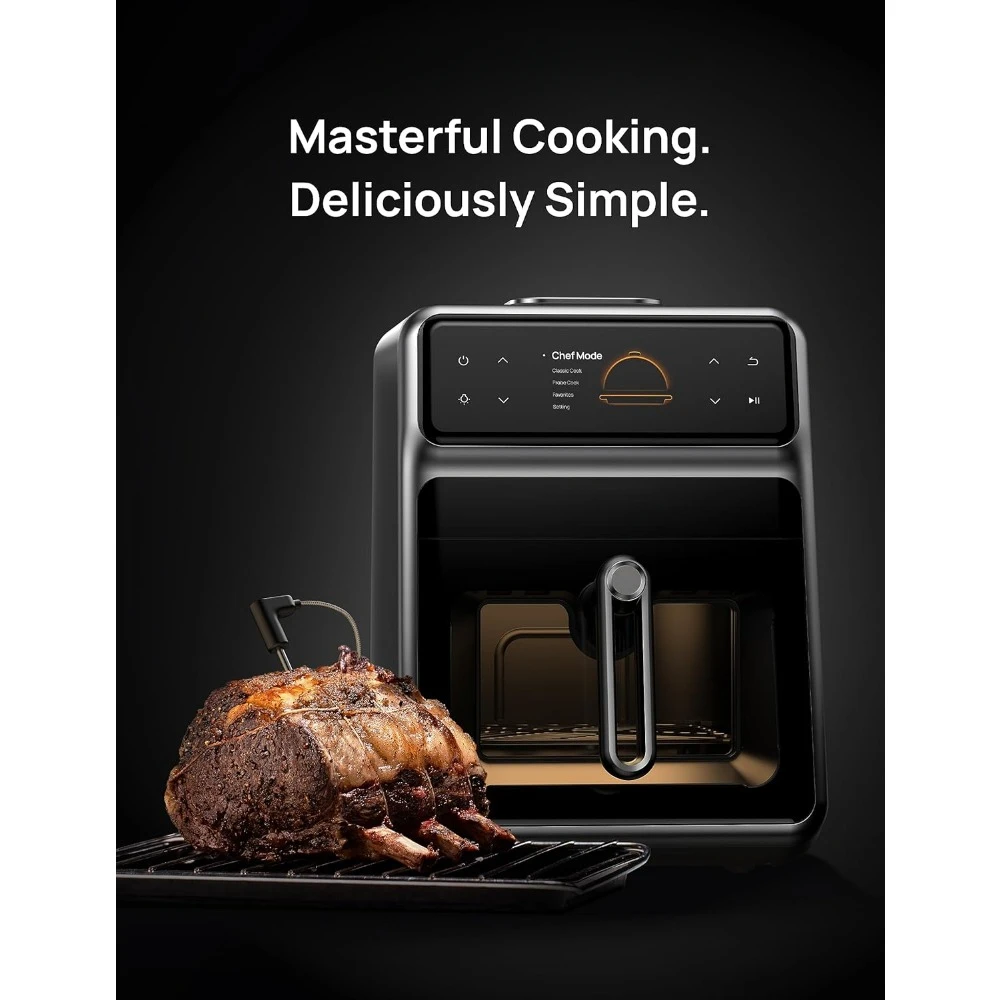 Smart Air Fryer Kookgerei, kooksonde, waterverstuiver, 3 professionele kookmodi, 6 QT