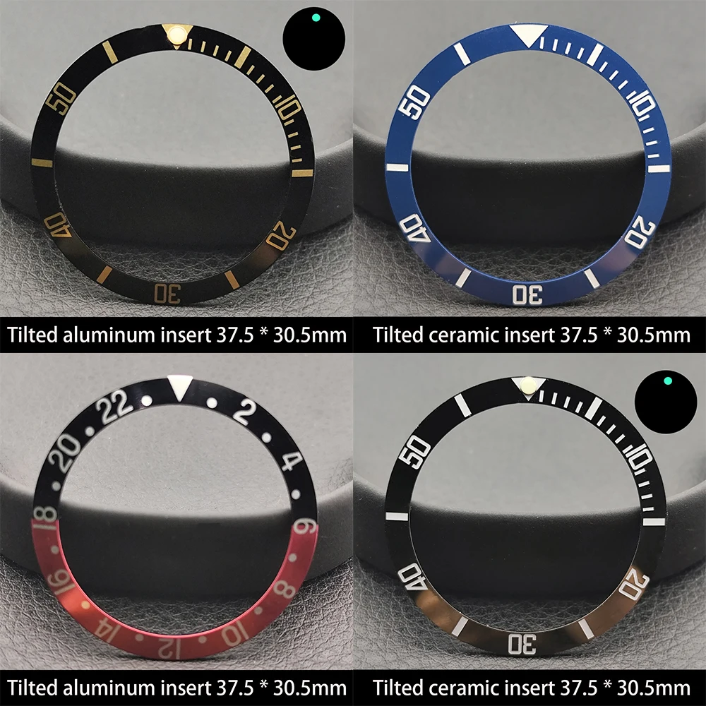 Bisel inclinable de 37,5mm, inserto de bisel de cerámica/aluminio, accesorios de reloj de 37,5x30,5mm, piezas de repuesto, caja, bisel de reloj