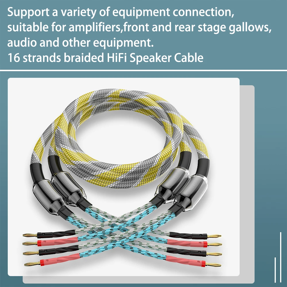One Pair 9AWG Audiophile Speaker Cable Gold Plated Banana Plug Audio Wire Lossless Sound Cord For Audiophile Speaker  Amplifier