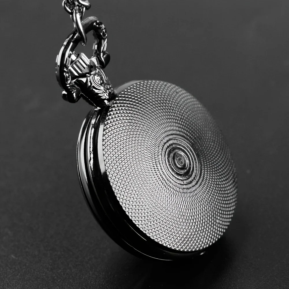 Fashion Christmas Exquisite Pocket Watch - Quartz Movement, Round Dial, Unique Pendant Black Necklace Souvenir Gift For Children