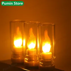 LED Candle Flame Bulb Warm Yellow Atmosphere Night Light USB Socket Car Small Light Bulb Outdoor Camping Portable Light Source