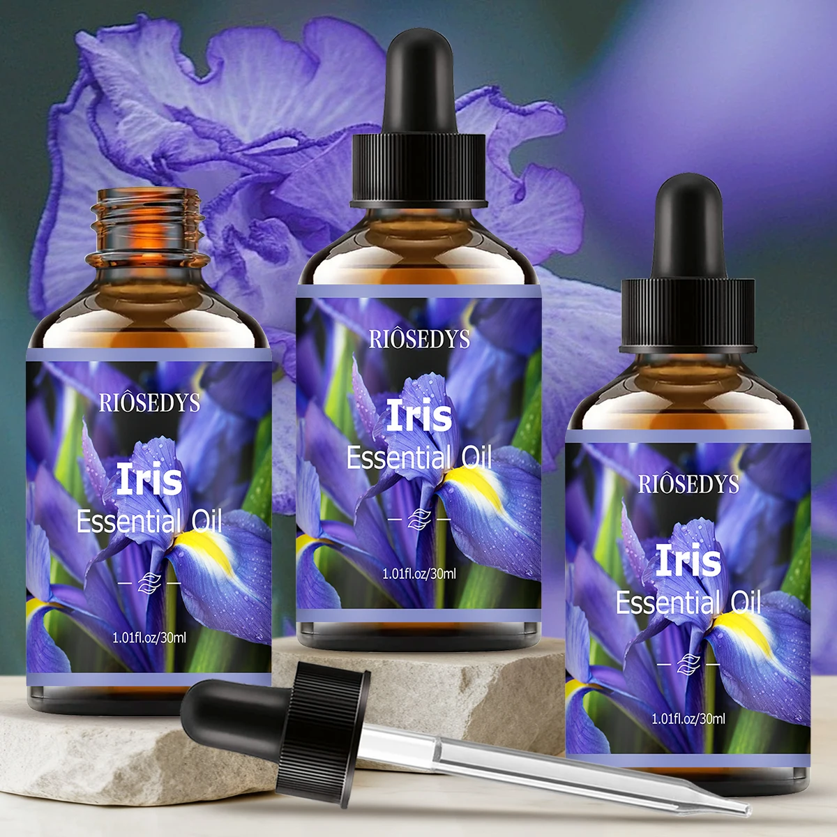 IRIS ätherisches Öl mit natürlichem Duft, geeignet für Körpermassagebehandlungen, Haarpflege und Diffusoren.