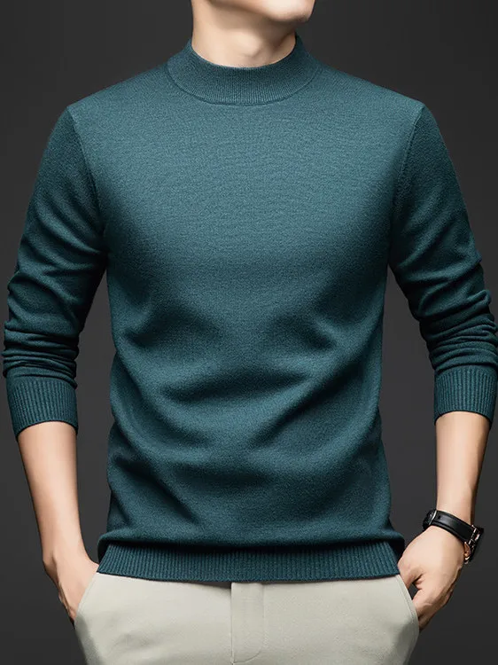 

Мужской теплый вязаный свитер Thiened с высоким воротником, повседневная однотонная внутренняя одежда, осень-зима, новый Sle Faion Ci Youth...