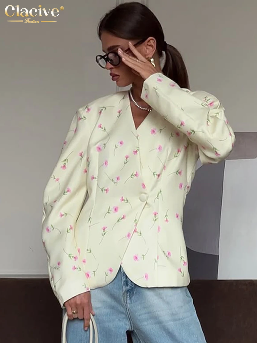 Elegant Women's V-Neck Long Sleeve Casual Print Shirt 2025