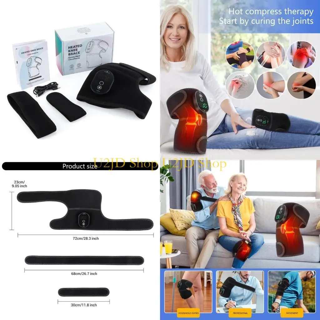 

U2JD Electric Massage Knee Pad with Heat 6 Heating Levels Heated Knee Brace for Man