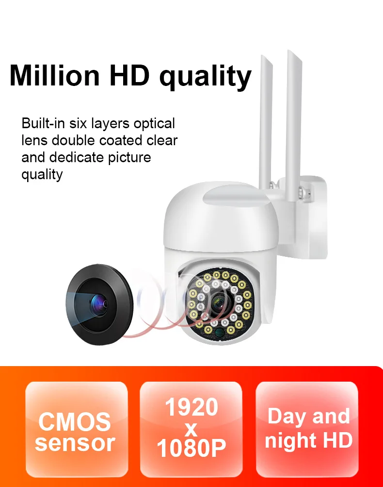 2MP 1080P YiLot APP Full Color PTZ  IP Dome Camera AI Humanoid Detection Home Security   CCTV Intercom Baby Monitor