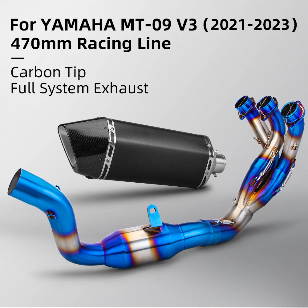 

System Escape Slip On 51MM Front Tube Link Pipe Connect Original full Motorcycle Exhaust System For YAMAHA MT09 V3 2021-2023