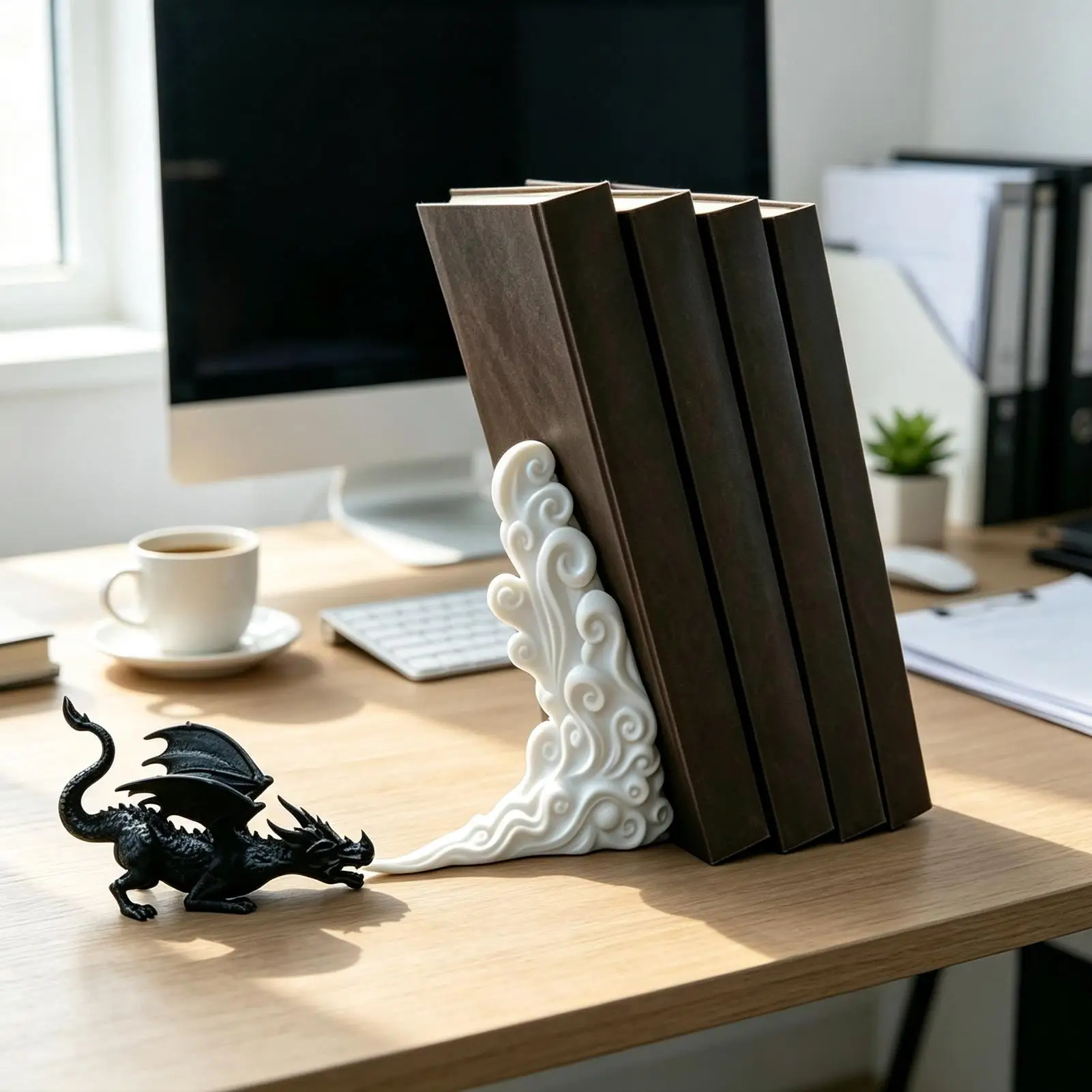 Dragon Bookshelf 3D Printed Non Slip Fantasy Decorative Ornaments Unique Bookends Desk Statues Decor for Home Living Room Office