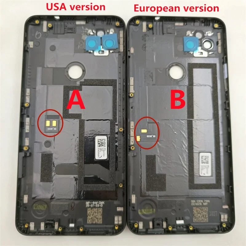 For Google Pixel 4A 5G (Eur version / USA version) Back Battery Cover Rear Door Housing Case Replacement With Camera Frame Lens