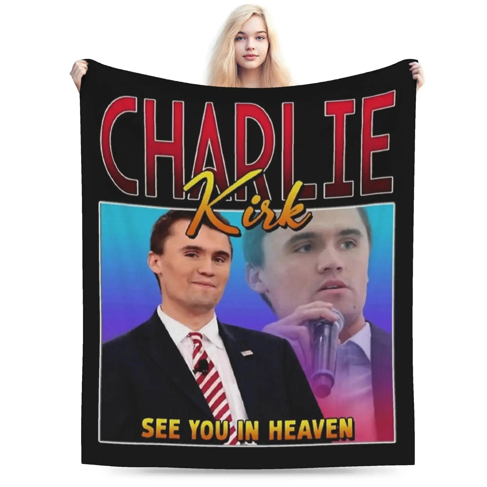 

Фланелевое одеяло Charlie Kirk See You In Heaven, мягкое зимнее покрывало для дома, кровати, дивана, унисекс дизайн