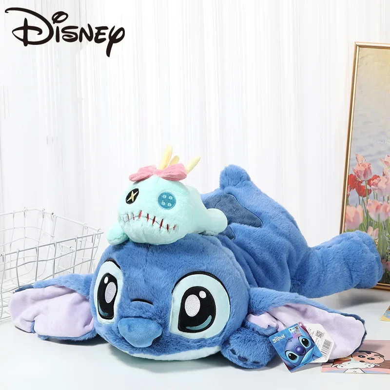 Genuine Disney 53CM Kawaii Stitch Stuffed Toy Lying Position Stitch Plush Doll Throw Pillow Birthday Gift For Friend