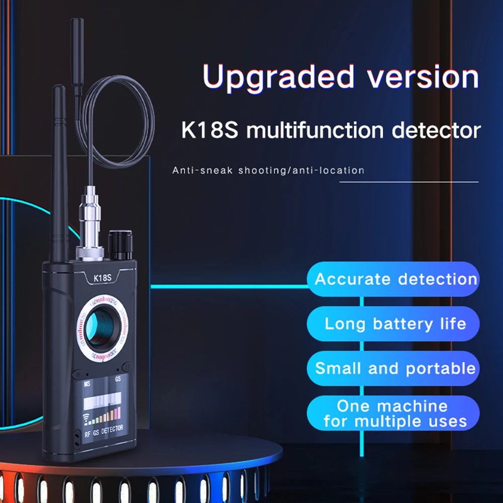 Detector de cámara inversa K18S, buscador de errores de Audio GSM, 1MHz-6,5 GHz, escáner de señal GPS, actualización, rastreador RF, detección, buscador de múltiples dispositivos