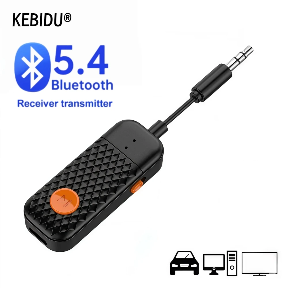 Transmisor receptor de Audio Bluetooth 5,3, adaptador inalámbrico de música estéreo Hifi AUX de 3,5 MM con micrófono para coche, avión, TV, PC y auriculares