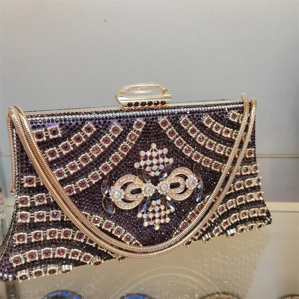 Luxury Women Rhinestone Evening Bag 2024 New Handbag Lady Shoulder Bag Elegant Bling Shiny Diamond Evening Clutch Bag F626-1