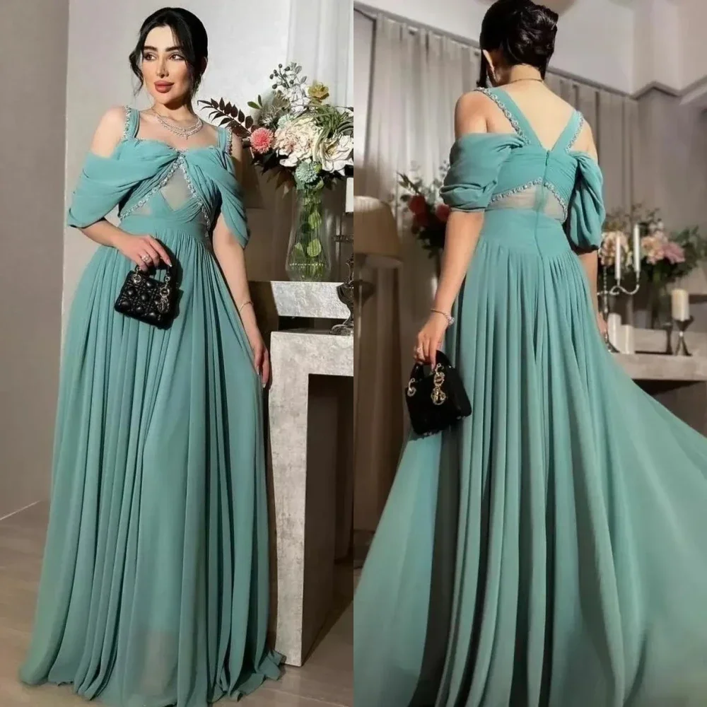 Customized es Retro Elegant Square A-line Sequins Chiffon Formal Occasion Gown платье black girl  2023 فساتين كوك