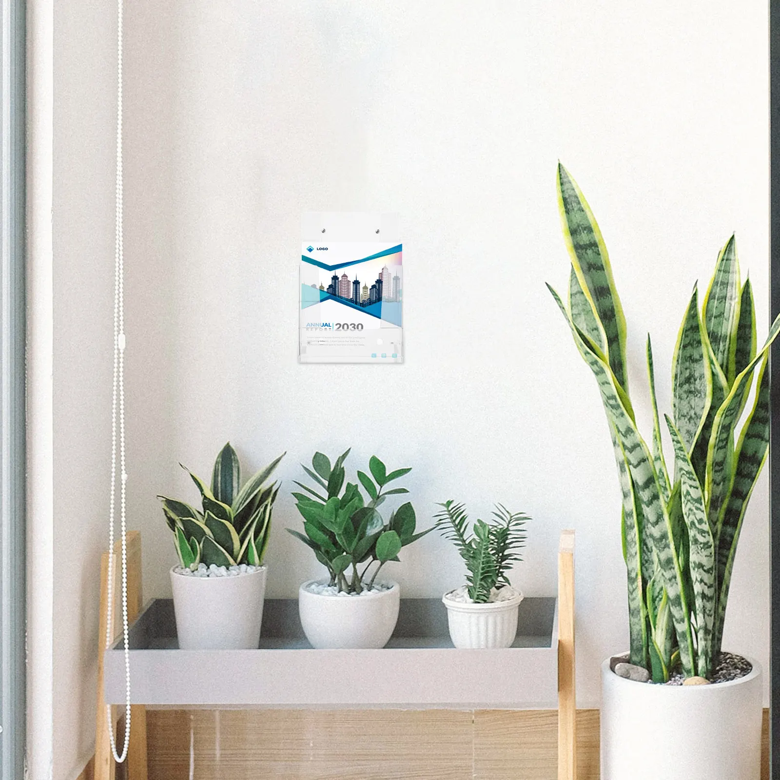 2Pcs Acrylic Wall Mounted Brochure Holder A6 Size Clear Display Stand Paper Holder Wall Mounted Magazine File Organizer Desk