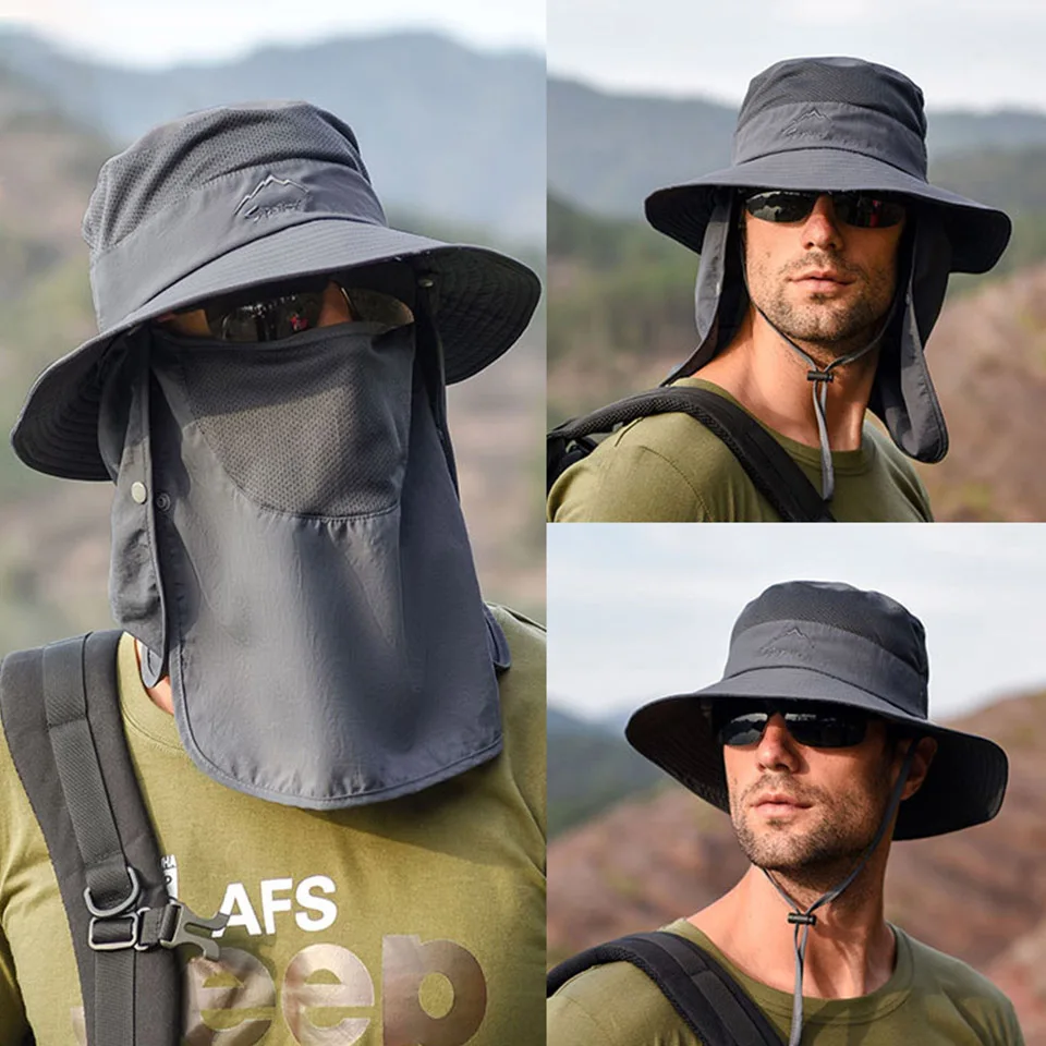 

2024 New Sunshade Fisherman Hat Outdoor Quick Drying Sun Protection Multi Functional Face Covering Breathable Fishing Sun Hat