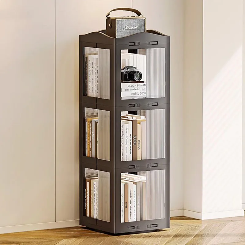 Living Room Bookcase Portable English Interior Minimalist Standing Swivel Book Shelf Luxury Story Prateleira Home Furniture