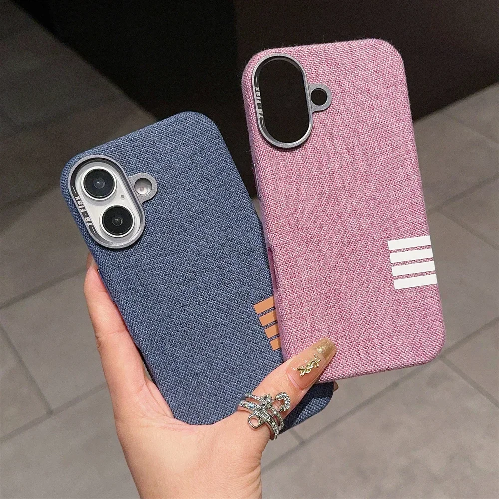 Retro Linen Fabric Cloth Pattern Case for iPhone 16 15 14 Pro max Plus Anti Drop Slim Protector Cover For iPhone 12 13 14 Promax