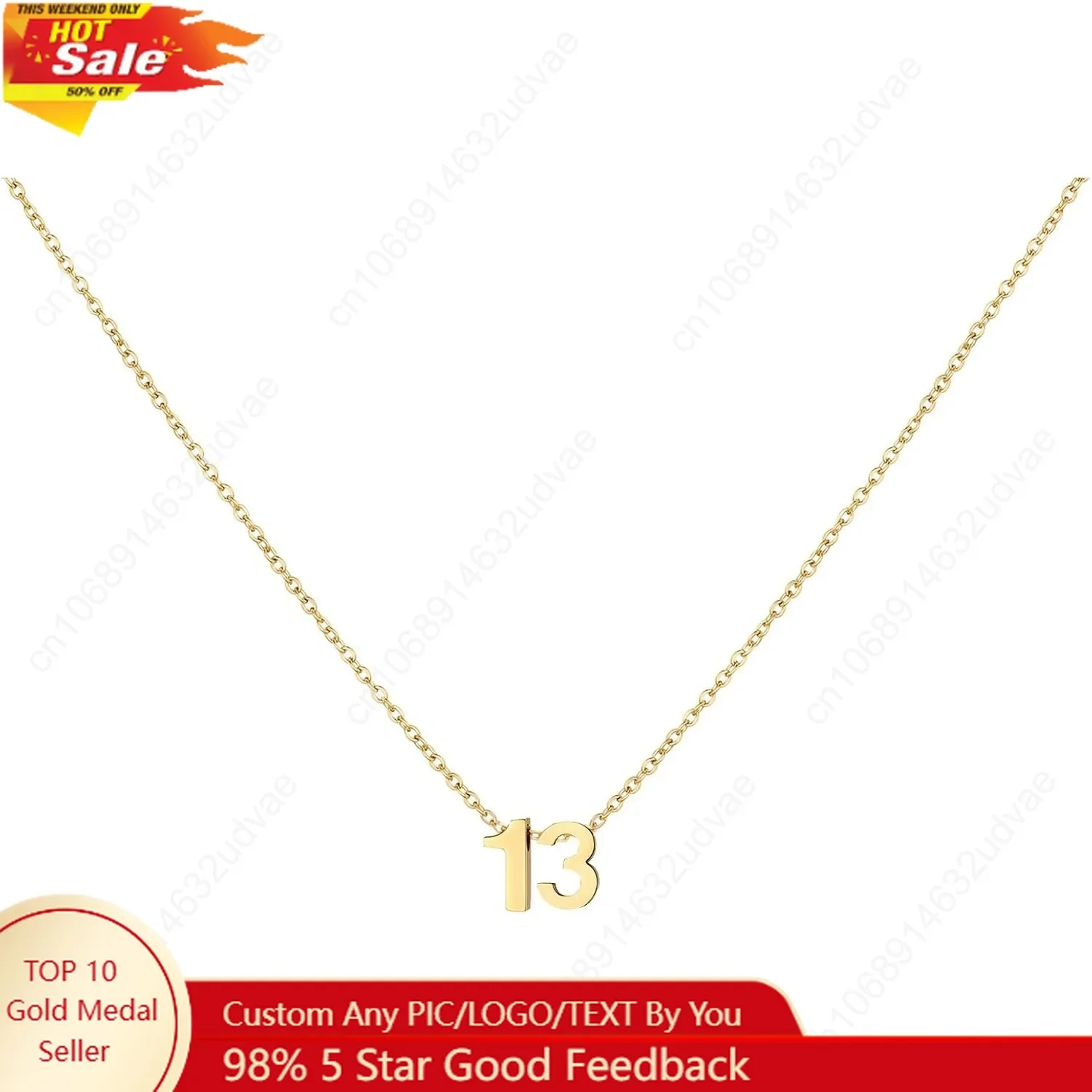 

Gold Number Necklace for Women 18K Gold Plated Dainty Charm Birth Month Cute Pendant Choker Necklace Personalized Jewelry Birthd