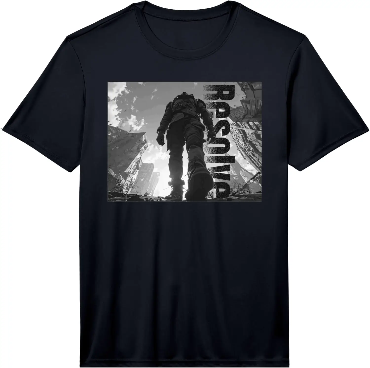 Alone Walking The End Silhouette Black And White Urban Art Design Modern Cool Men City Simple Personality Performance T-Shirt
