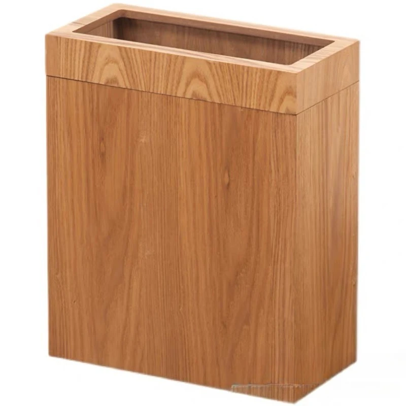 

Nordic wooden trash can wooden household living room bedroom simple creative trash can rectangular bathroom waste basket