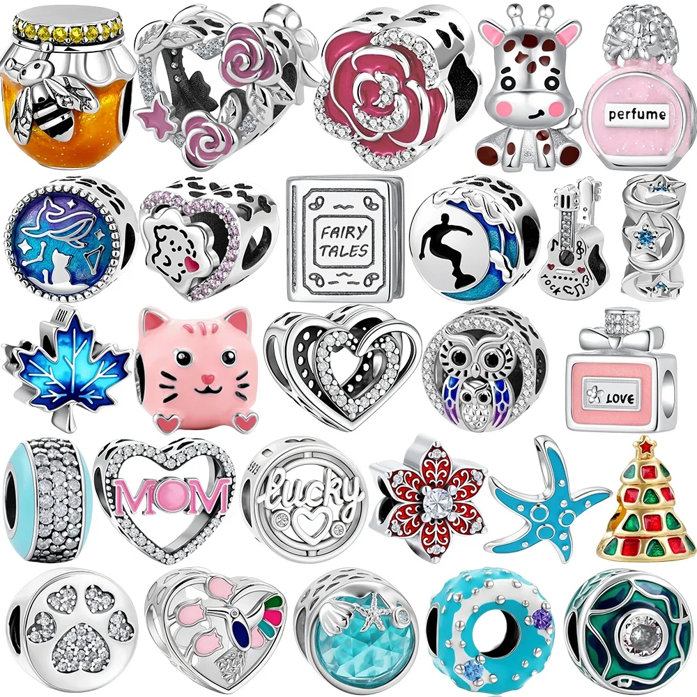 2026 Neuer Bestseller 925 Silber Charms Herz Parfümflasche Blumenperlen DIY Anhänger Armband Zubehör Damen Schmuck Mode