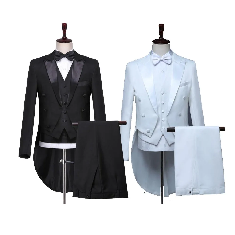 

Men's Tailcoat Tuexdo Suit And Pants 5 piece Set Formal Prom Dress Magic Stage Singer Performance Wedding Groom Blazer Costume