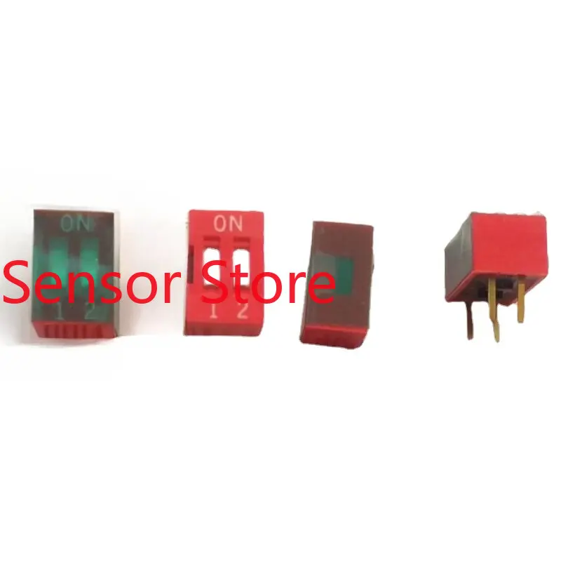 10PCS Dip Code Switch 2-position Direct Insertion Flat Dial 2.54mm Spacing Red Surface Film