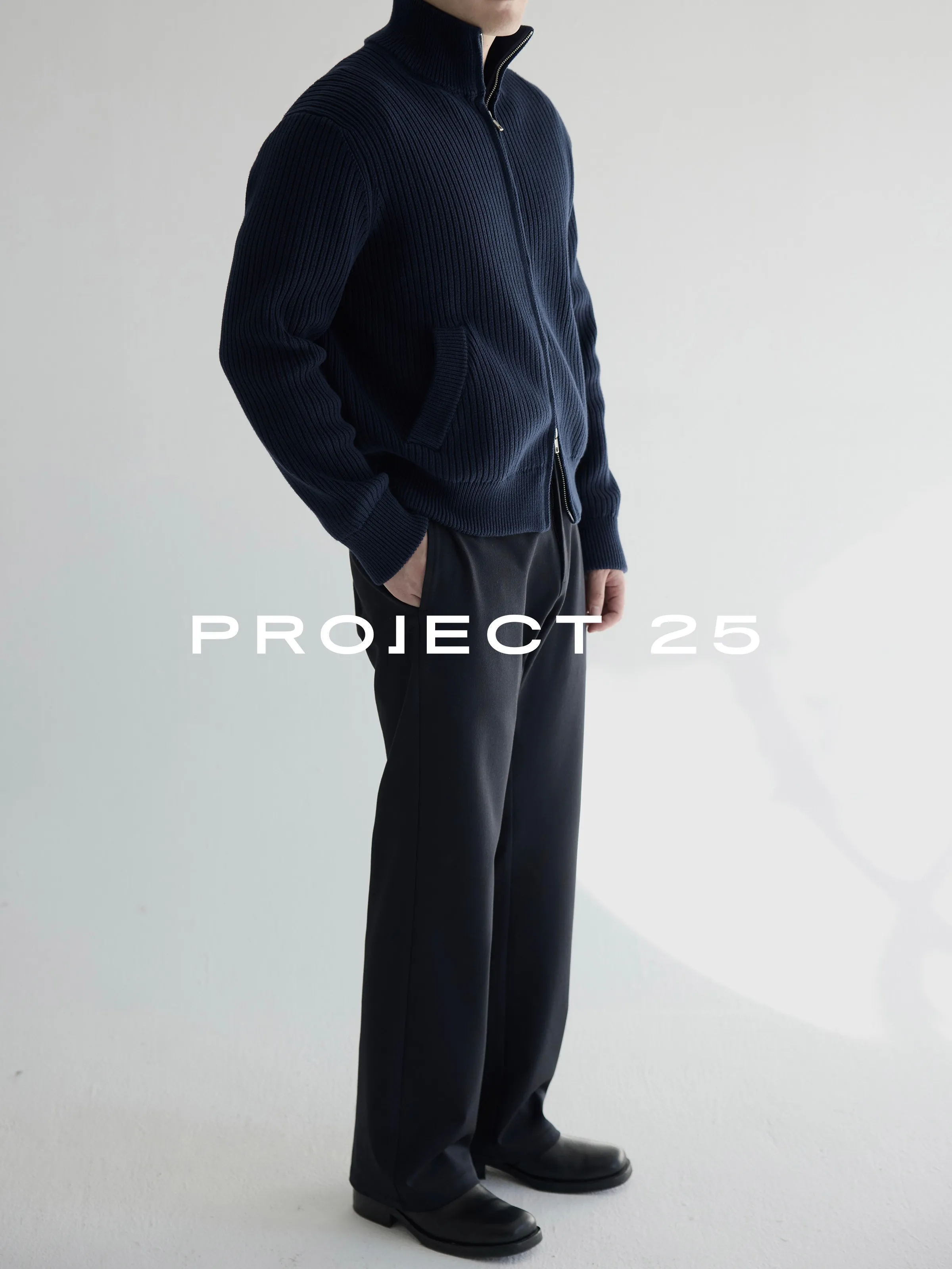 PROJECT 25 Kardigan Pria Berbahan Katun Combed Tebal Anti-Pilling dengan Ritsleting – Jaket Rajut Tebal Premium untuk Perjalanan Musim Gugur/Dingin