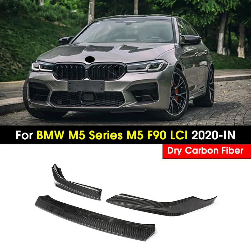 Dry Carbon Fiber Car Front Bumper Spoiler Lip Splitter Body Kit Bumper Chin Diffuser Guard For BMW M5 Series F90 M5 LCI 2020-IN