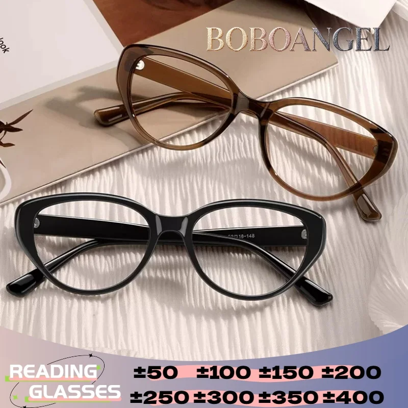 

BOBOANGEL CatEye New Fashion Reading Glasses Anti Blue Light Prescription Optical Customizable Progressive Reading Eyeglasses
