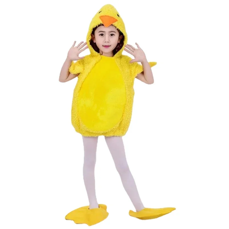 Disfraces de animales de pollo y pato para niños y niñas, medias, vestido, fiesta de cumpleaños, Halloween, amarillo, lindo, Unisex