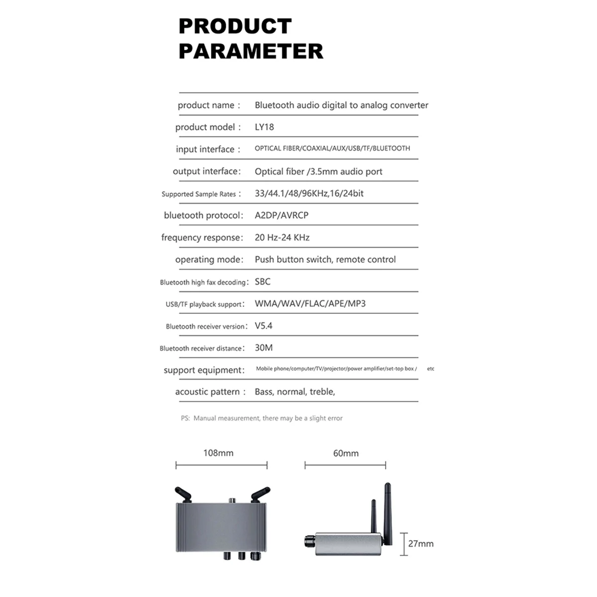 ABJG-Новый LY18 HIFI Bluetooth-приемник без потерь Bluetooth-адаптер на большие расстояния 5.4 Аудио адаптер