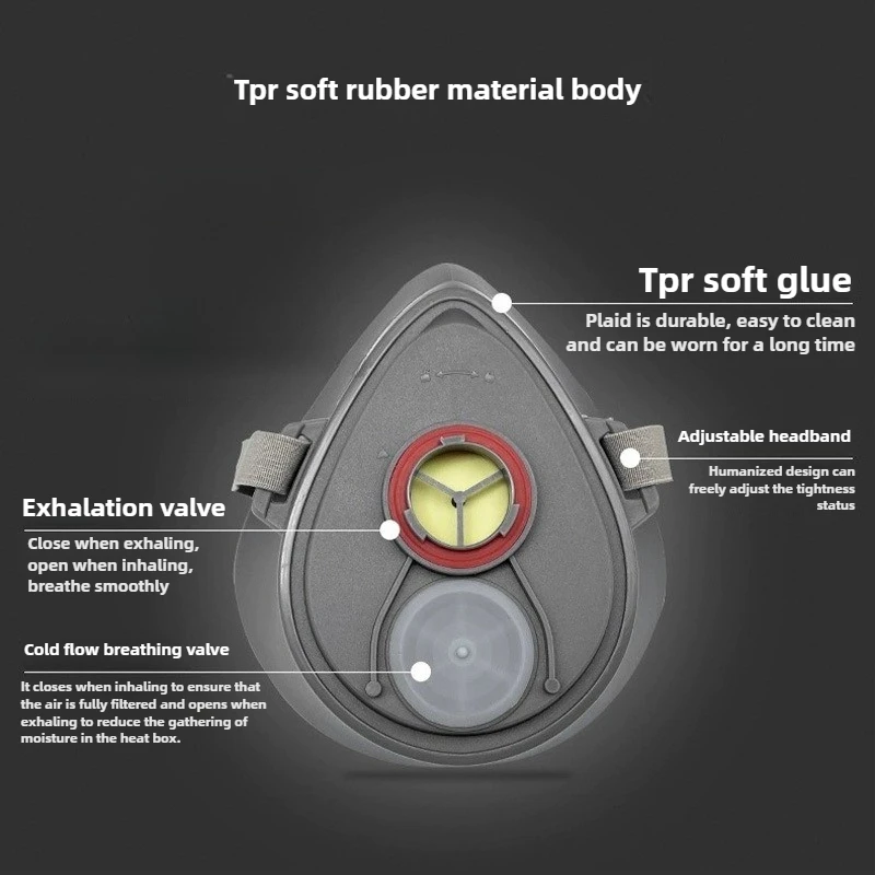3603/3604/3607 Máscara facial de poeira e fumaça de gás com filtro único Máscara de segurança de trabalho Máscara de poeira de tinta spray com máscara de filtro reutilizável