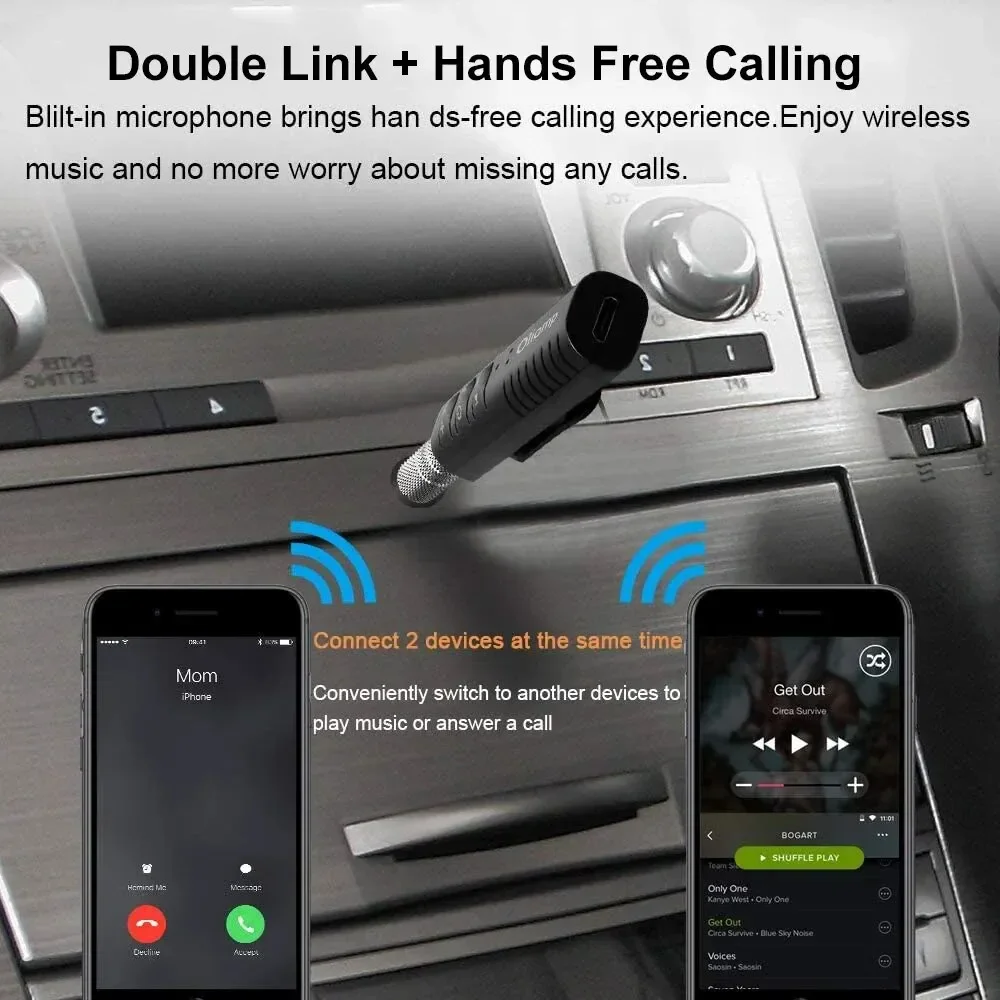 Wireless Bluetooth Compatible 5.0 Receiver Transmitter Adapter 3.5mm Jack For Car Music Audio Aux Headphone Reciever Handsfree
