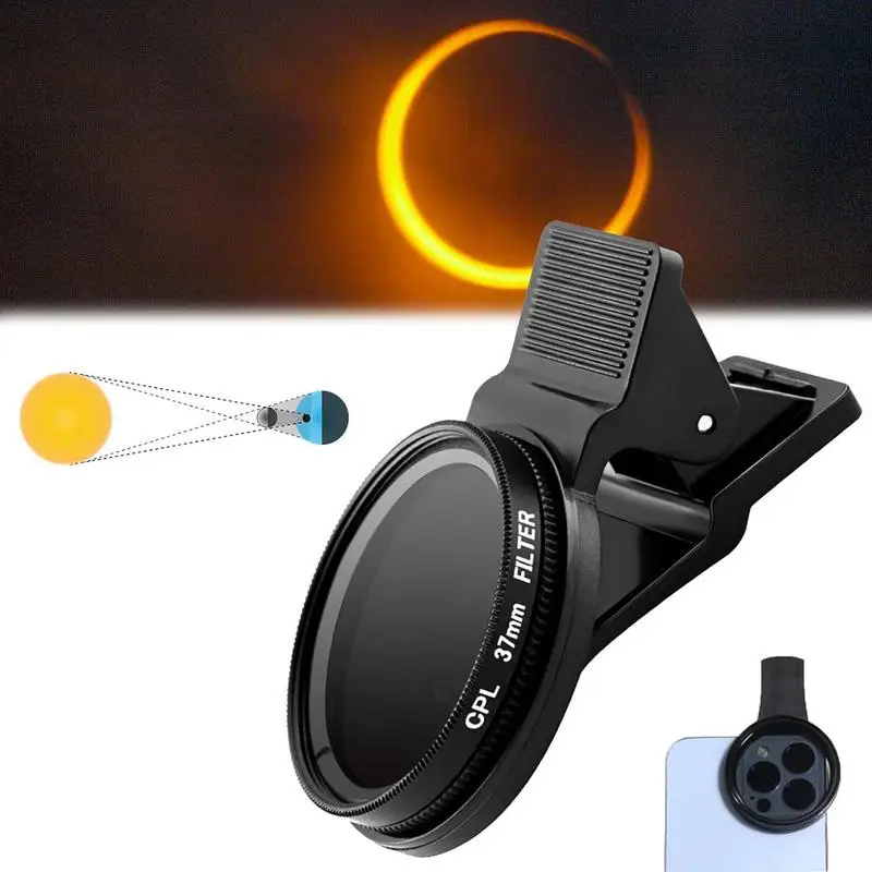 37mm Camera Sun Image Filter High Precision Solar Eclips Camera Lens Filter Removable Mobile Phone Lens Studio Photography Kit