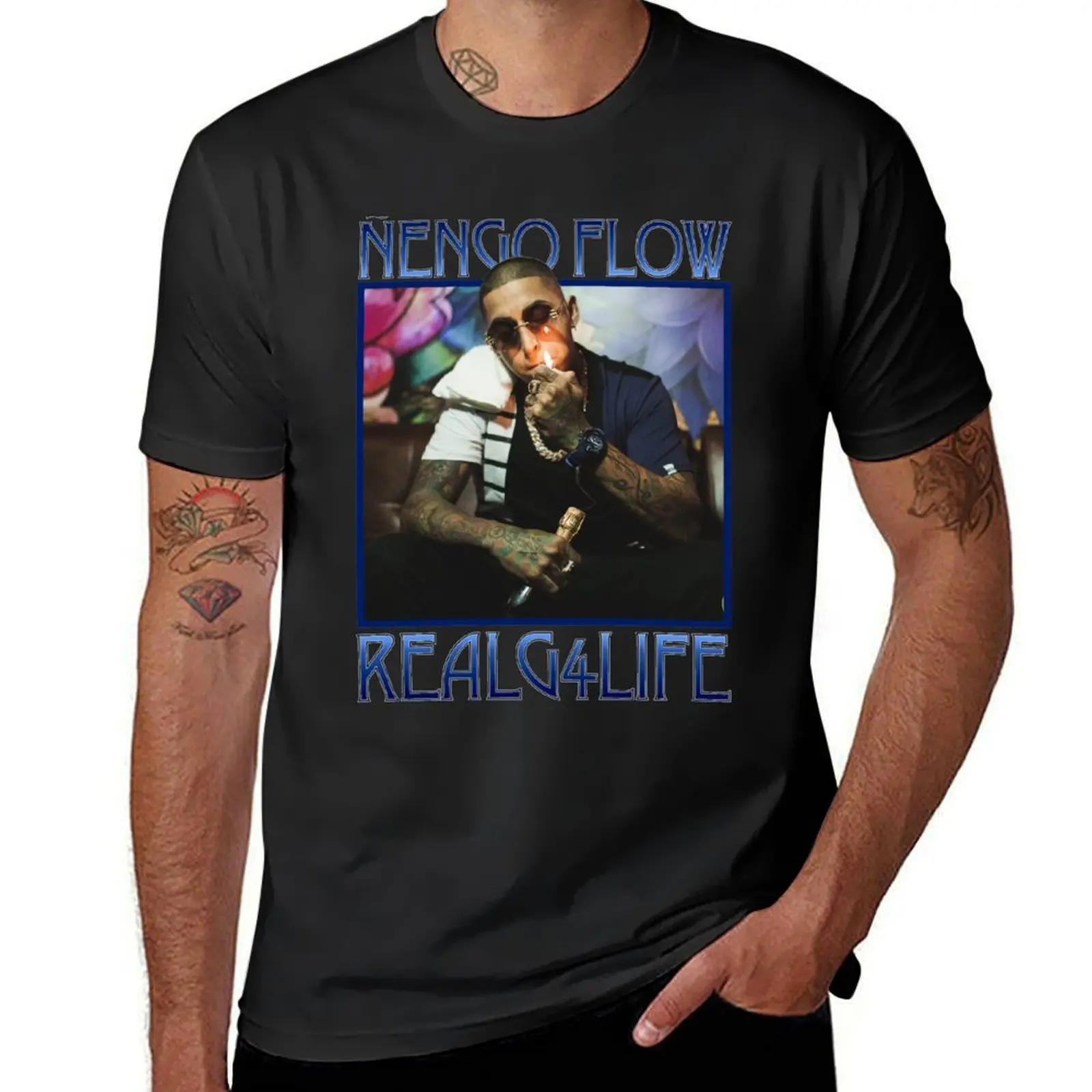 ?เสื้อยืด RG4L engo flow เสื้อวินเทจแขนสั้นผู้ชายลายกราฟิก