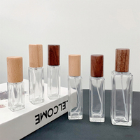 5/10/20/30ml Portable Glass Spray Bottle Beech Lid Perfume Bottle Walnut Cover Empty Bottle Sample Vial Cosmetic Container