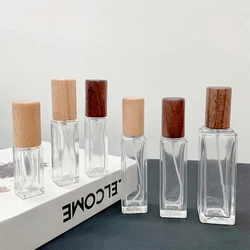 5/10/20/30ml Portable Glass Spray Bottle Beech Lid Perfume Bottle Walnut Cover Empty Bottle Sample Vial Cosmetic Container