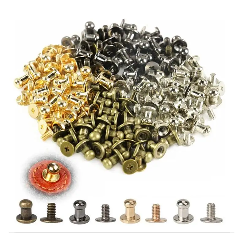 

20 Set Metal Zinc Alloy Knob Screw Rivets DIY Crafts Leather Product Bags Rivets Monk Head Spikes Hardware Decor Nail Buckles