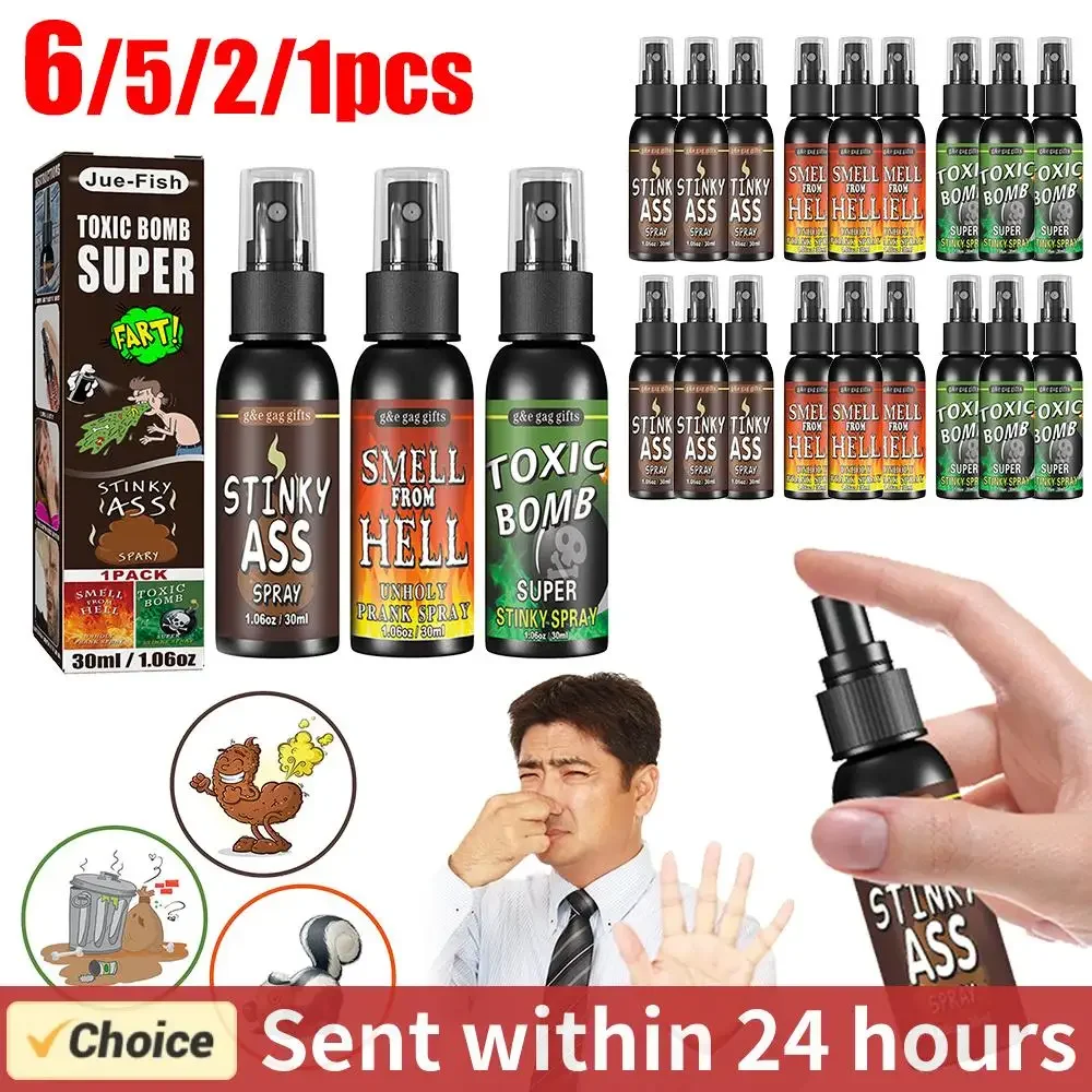 6pcs-1pcs 30ml Halloween Props Liquid Fart Spray Non Toxic Stink Ass-Smelly Stinky Gas Prank Toy Joke Party Supplies