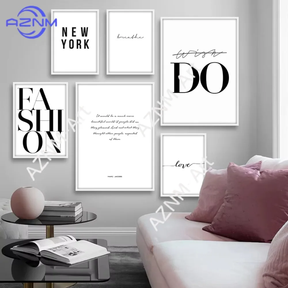 1 Stück Leinwand-Poster und Drucke mit Motivationszitat, Wandkunst, schwarz-weiß, dekorative Bilder für die Raumdekoration