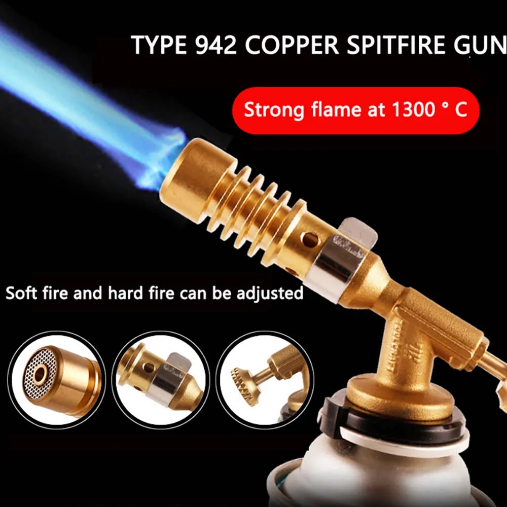 Camping Gas Burner Spray Gun Flame Gas Torch Flame Gun Cooking Soldering Butane Autoignition Gas-Burner Camping Supplies