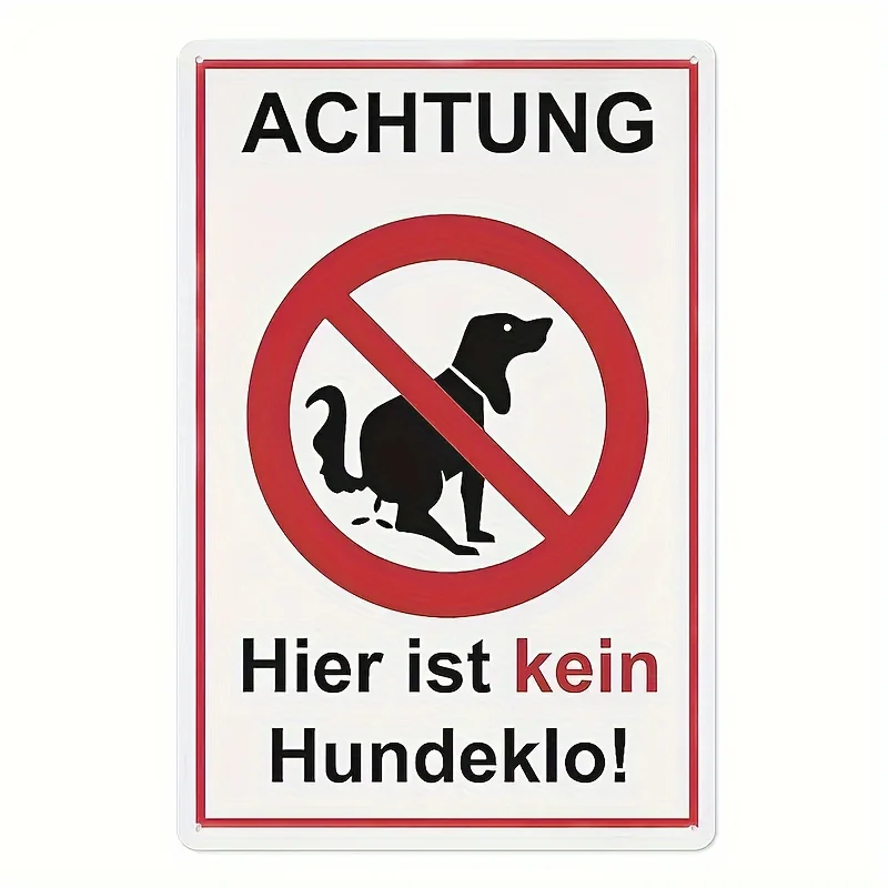 1pc Vintage Metal Dog Sign - No Dogs Allowed Bathroom German Text, Wall-Mountable Outdoor Signage, Retro Design, Durable Sign