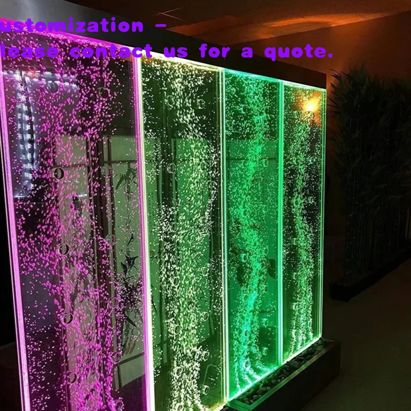 

custom.Bubble Panel Stainless Steel Luxury Waterfall Bubble Wall RGB Lights Indoor Fountain Office Home Decoratio