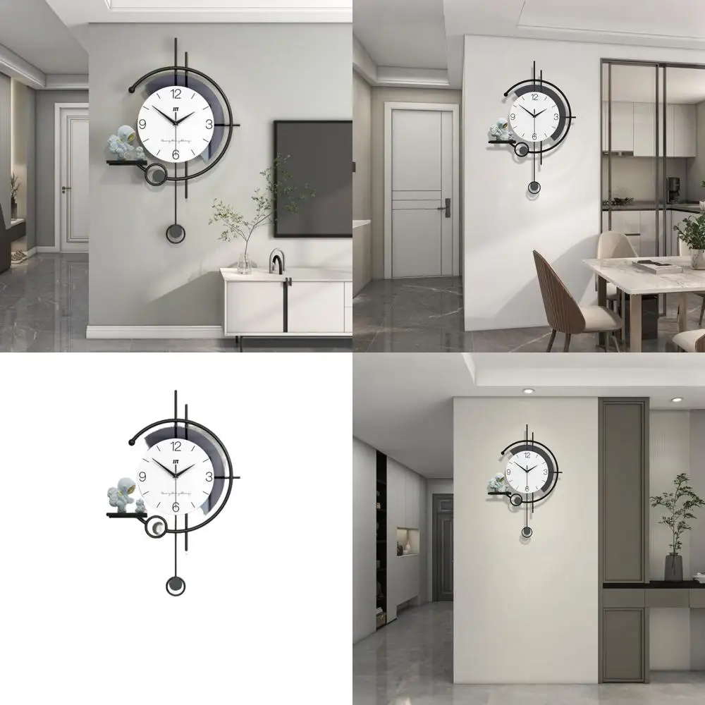 

Modern Silent Pendulum Clock with Astronaut Ornament - Unique Decor for Living Room, Dining Area, Kitchen, Home, and Bathroom