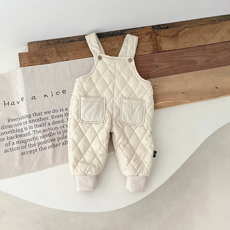 Autumn Winter Overalls Warm and Thick Baby Romper With Pocket Cute Infant Boy and Girl Clothing