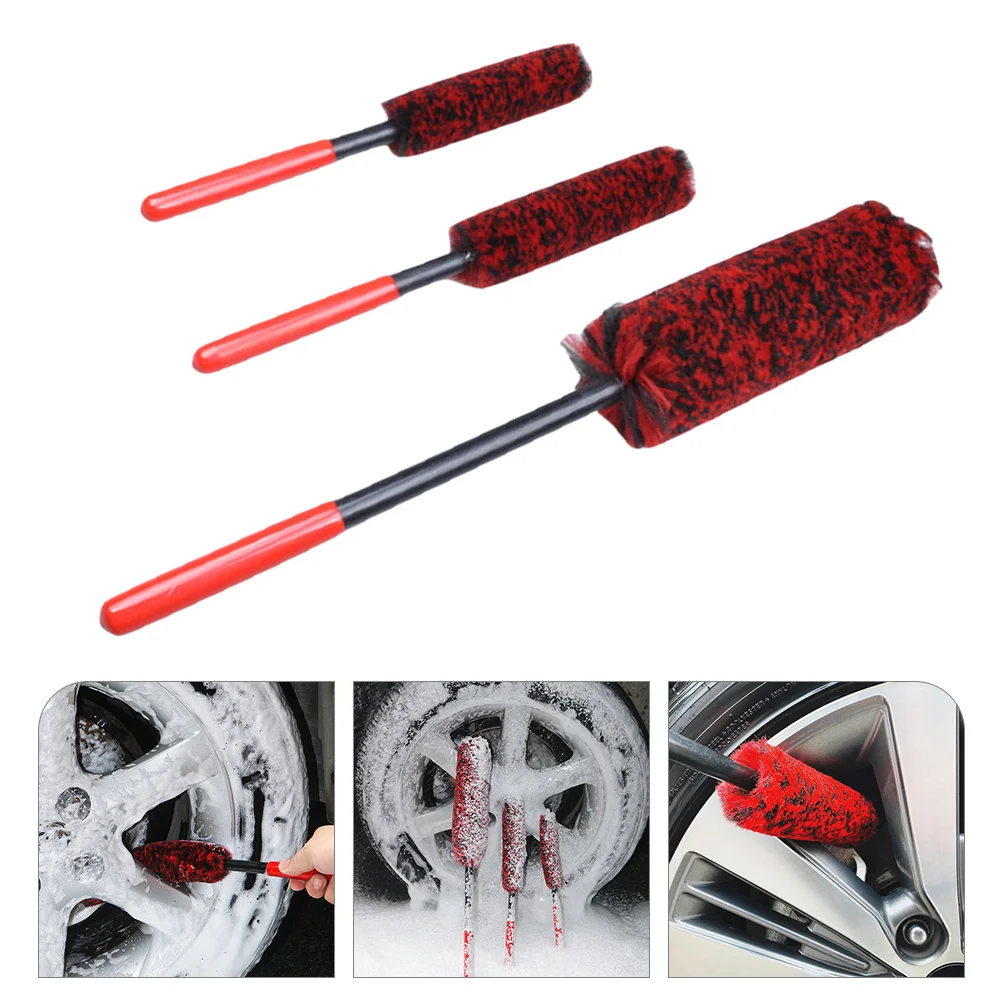 3 Pcs Car Cleaning Supplies Cars Tires Wheel Tool Detail Brush Filament for Rim