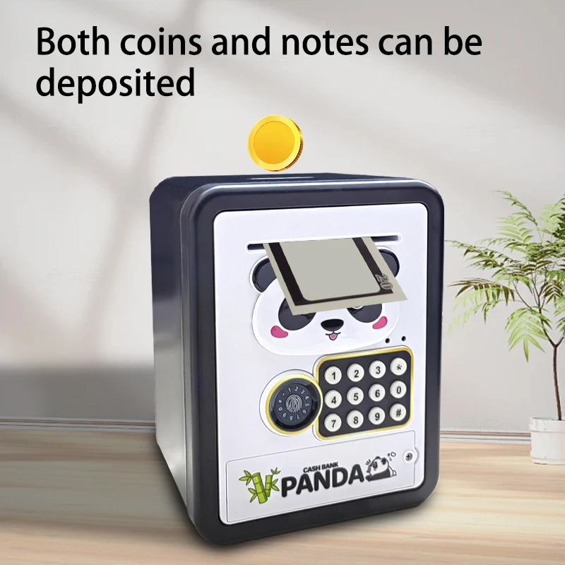 Panda Piggy Bank Fingerprint Password Unlocking Automatic Induction Roll Money Saving Cash Coin Box ATM Machine Christmas Gift